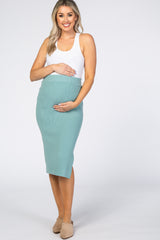 Jade Ribbed Knit Maternity Pencil Skirt
