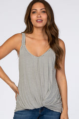 Ivory Striped Knot Maternity Top