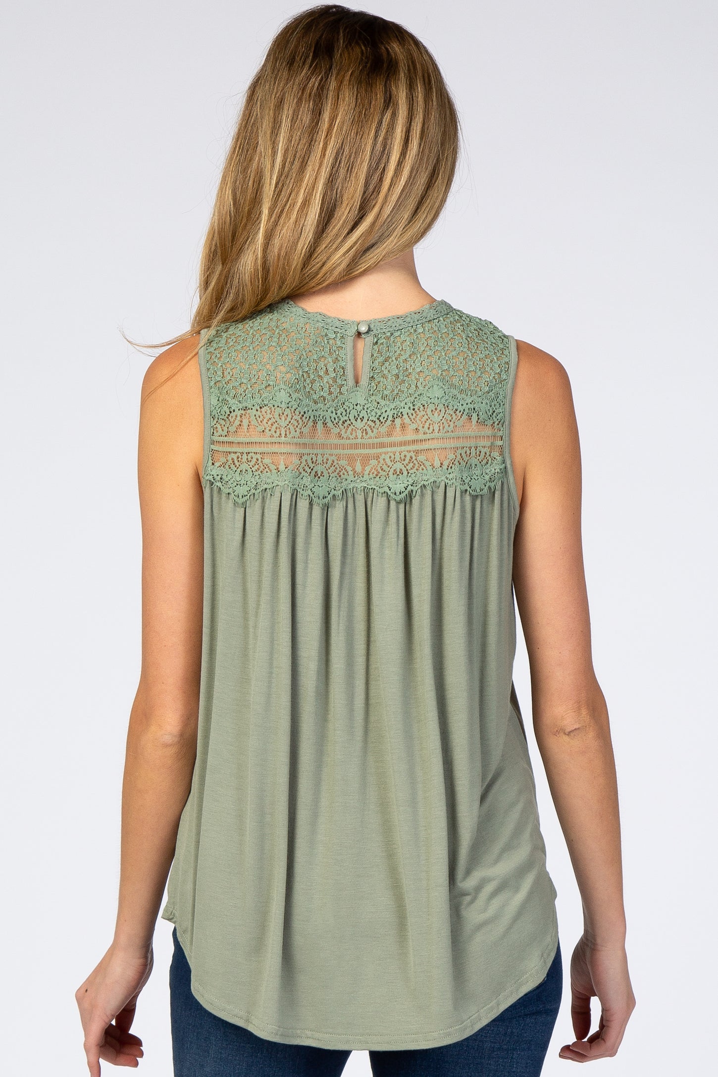 Light Olive Lace Inset Maternity Tank Top