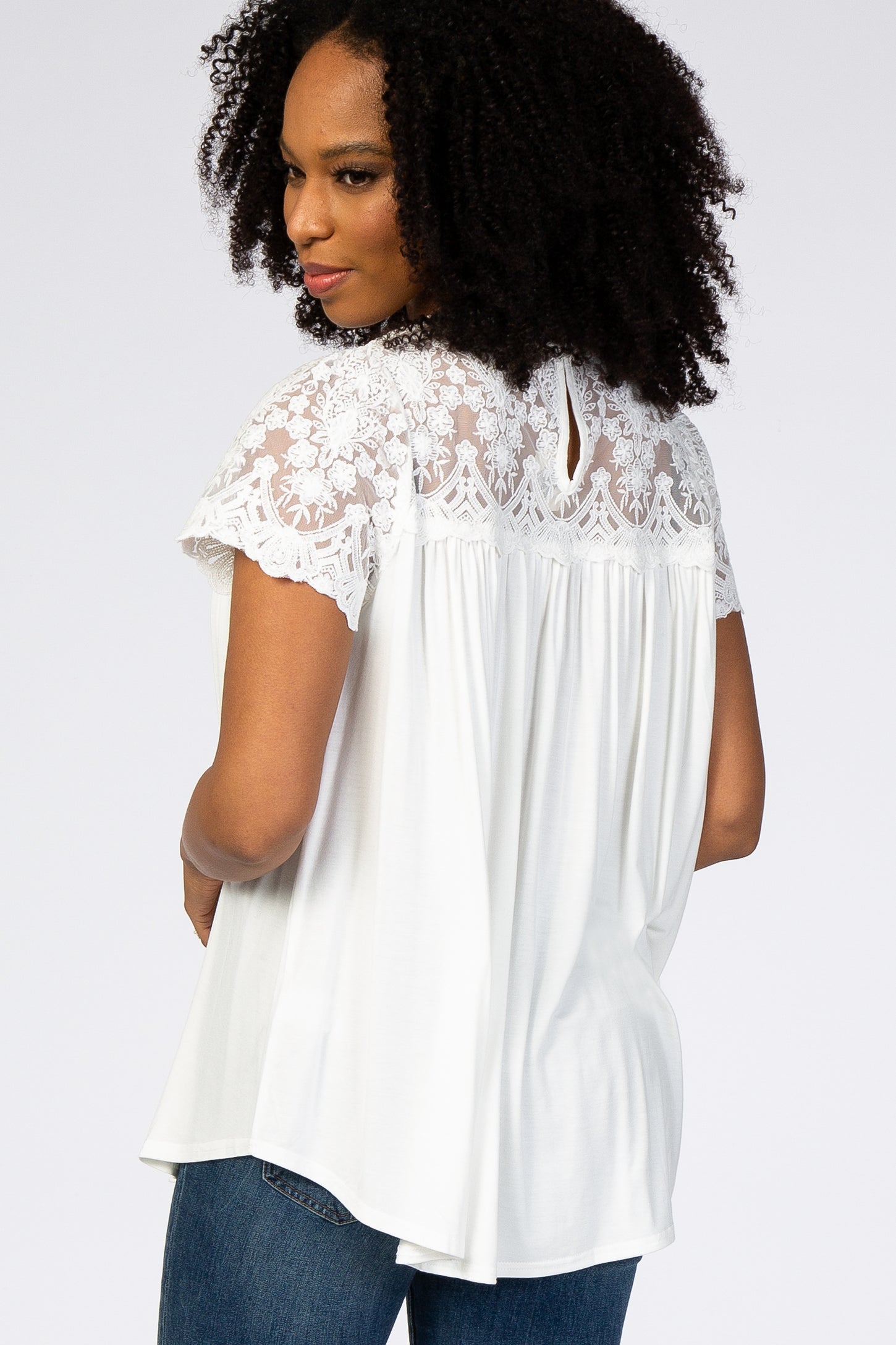 White Lace Short Sleeve Blouse– PinkBlush