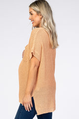 Peach Front Pocket Knit Maternity Top