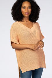 Peach Front Pocket Knit Top