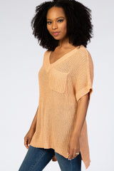 Peach Front Pocket Knit Top