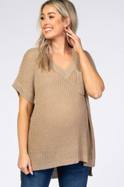 Dark Taupe Front Pocket Knit Maternity Top