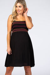 Black Multicolored Stitch Maternity Dress
