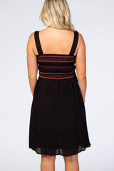Black Multicolored Stitch Maternity Dress
