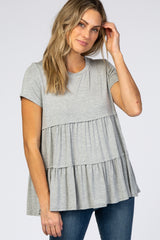 Heather Grey Tiered Maternity Top