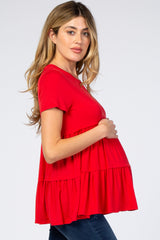 Red Tiered Maternity Top