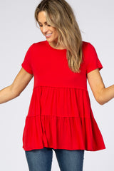 Red Tiered Maternity Top