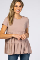 Taupe Tiered Maternity Top