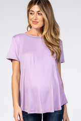 Lavender Round Hem Short Sleeve Maternity Top