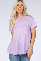 Lavender Round Hem Short Sleeve Top