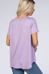 Lavender Round Hem Short Sleeve Top