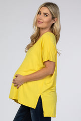Yellow Basic Short Sleeve V-Neck Maternity Tee