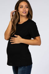 Black Short Sleeve Maternity Top