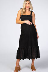 Black Eyelet Maternity Dress