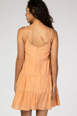 Peach Sleeveless Tiered Mini Dress