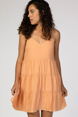 Peach Sleeveless Tiered Mini Dress