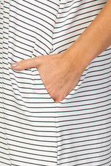Ivory Striped Pocket Front Swing Dress