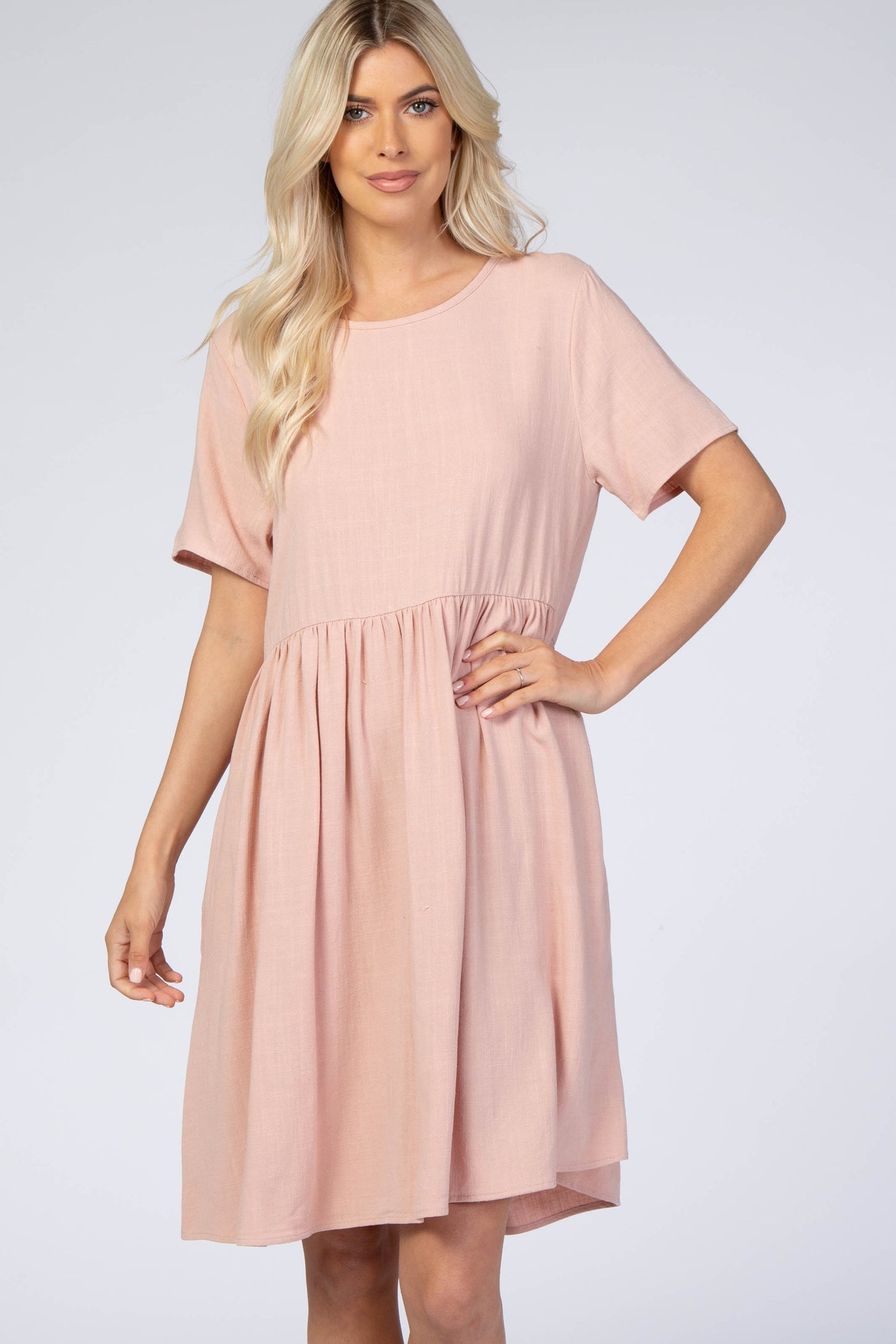 Light Pink Linen Babydoll Dress PinkBlush Light Pink Linen Babydoll Dress PinkBlush