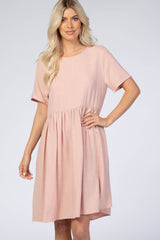 Light Pink Linen Babydoll Dress