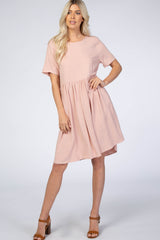 Light Pink Linen Babydoll Dress