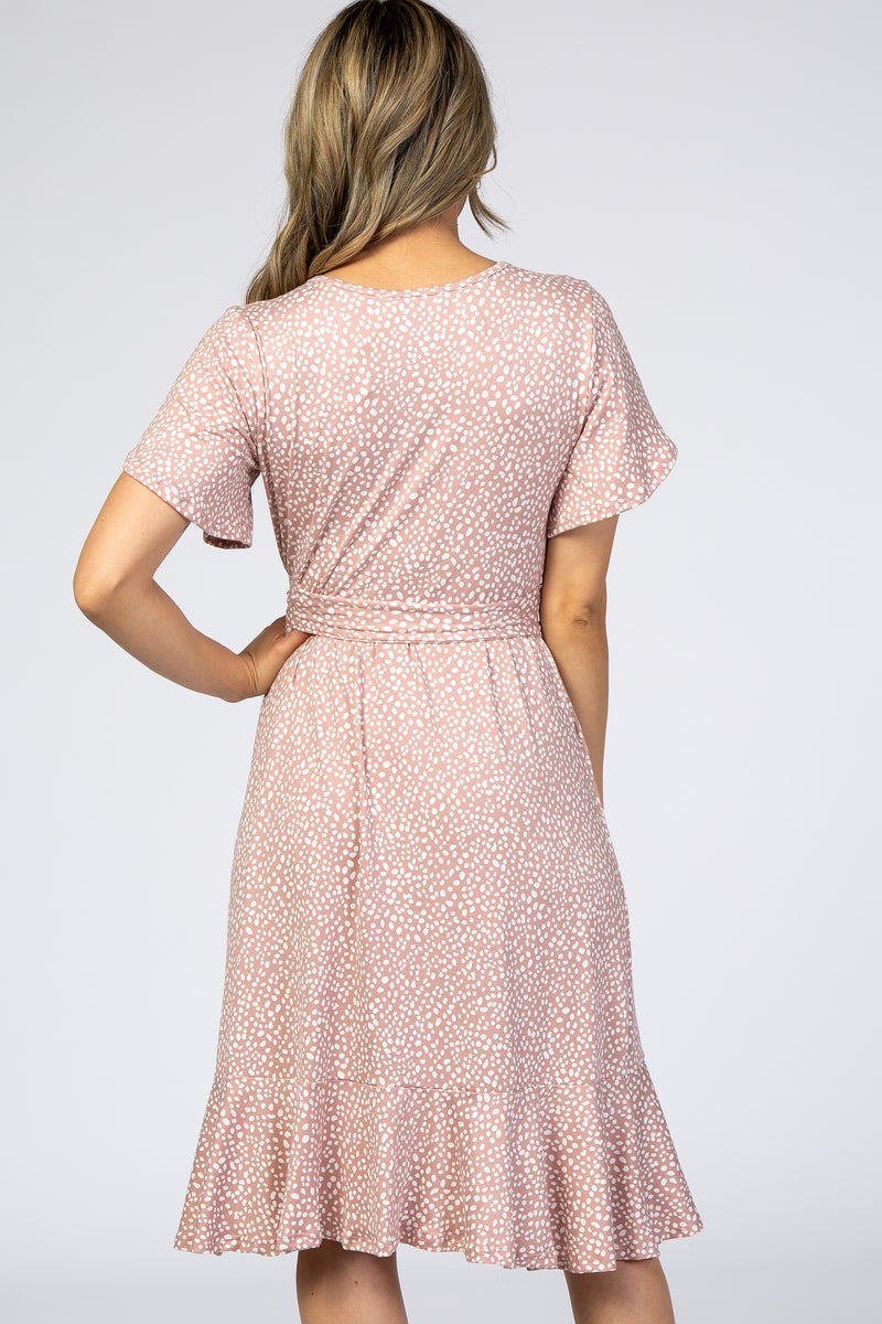 Mauve Polka Dot Ruffle Dress Small - Pinkblush - Casual Chic Boutique