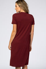 Burgundy Short Sleeve Midi Dress