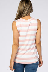 Pink Striped Knit Sleeveless Top