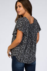 Black Floral Button Down Maternity Top – PinkBlush