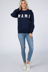 Navy Blue Screen Print Mama Pullover Sweatshirt