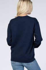 Navy Blue Screen Print Mama Pullover Sweatshirt