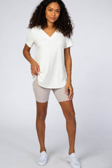 Taupe Ribbed Maternity Bike Shorts