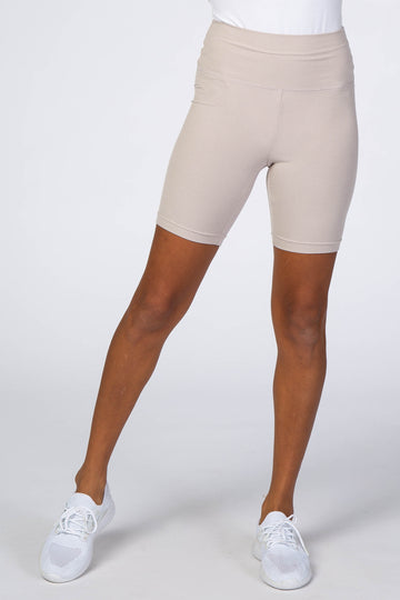 Taupe Ribbed Bike Shorts