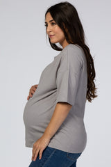 Grey Basic Short Sleeve Maternity Tee