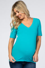 Aqua V-Neck Short Sleeve Basic Maternity Top