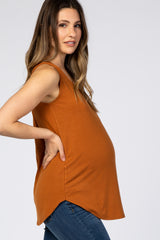 Tan Basic Sleeveless Maternity Top
