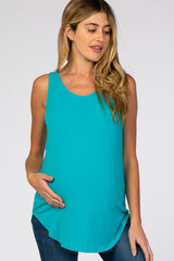 Turquoise Basic Sleeveless Maternity Top