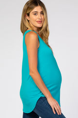 Turquoise Basic Sleeveless Maternity Top