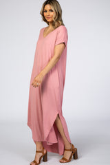 Pink Side Slit Maxi Dress