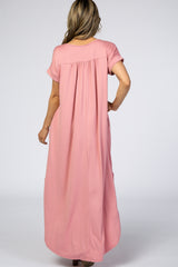 Pink Side Slit Maxi Dress