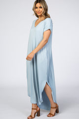 Light Blue Side Slit Maxi Dress