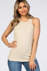Beige Ribbed Maternity Tank Top