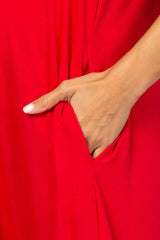 Red Cami Strap Maternity Maxi Dress