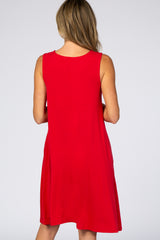 Red Sleeveless Shift Dress