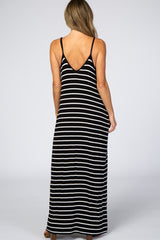Black Striped Cami Strap Maxi Dress