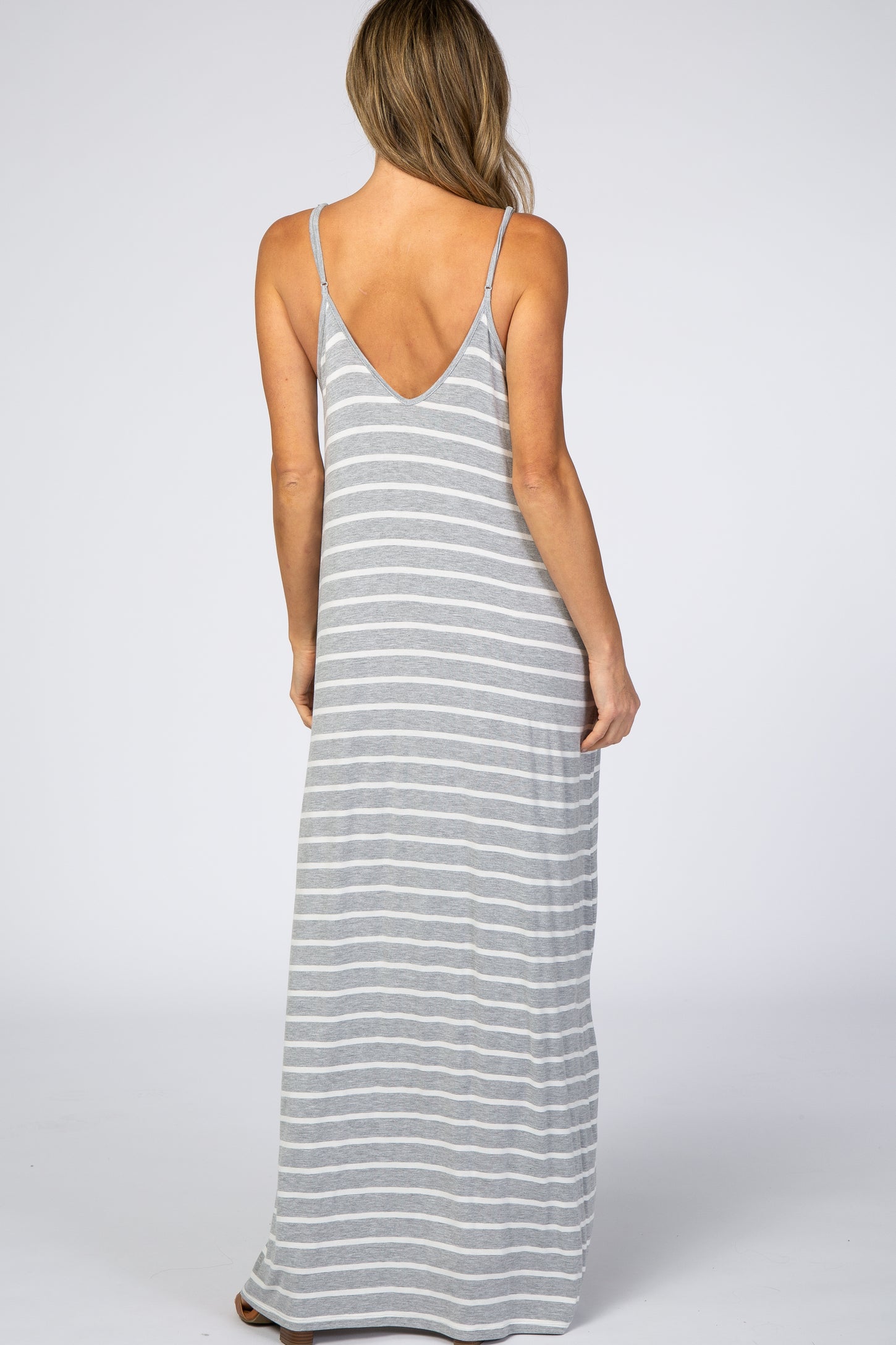 grey strappy maxi dress Strappy Pin Striped Maxi Dress Reistor
