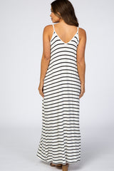 Ivory Striped Cami Strap Maternity Maxi Dress