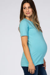 Aqua Crew Neck Short Sleeve Maternity Top