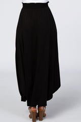 Black Rounded Hem Maxi Skirt